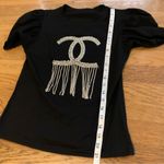 Rhinestone embellished short sleeve top in black size S Photo 9