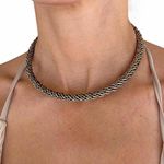 Unique gold tone braided rope choker necklace jewellery Silver Photo 2