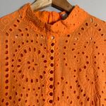 LIONESS  Eyelet Cutout High Neck Mini Dress Women's XL Orange Lace Party Cocktail Photo 8