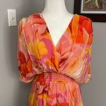 Liu Jo Pink Orange Floral Ruffle Mini Dress Silk Feminine Flowy Beach Resortwear Size 2 Photo 1