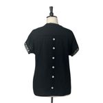 Dokotoo Top Black Chiffon Lace Crochet Button Back Crew Neck Women’s Size XL Photo 4