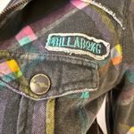 Billabong Y2K Quilted Hooded Shacket Women’s Large Black w Neon Color Pattern Photo 2