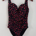Nicole Miller M Pinup Roses Twisted Top Ruched Side One Piece Swim Suit Photo 0