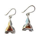 Vintage Baltic Amber Sterling Silver Triangle Dangle Earrings Photo 2