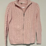 L.L. Bean Cable Knit‎ Full Zip Sweater light pink size small Photo 0