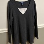 Denim & Co . Long Grey Sleeve Flatback Rib Knit Duet Tunic Size Large Photo 1