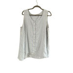 Woman Within Women's  Striped Button-Front Tank Top Plus Size 16/20W White/Blue Photo 3