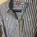 Pennington & Bailes Button Up Stripe Tunic Top Shirt Dress Blue Photo 3