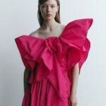 ZARA FUCHSIA Pink RUFFLED ASYMMETRIC FLOWER One Shoulder TOP SIZE XS NEW Photo 4