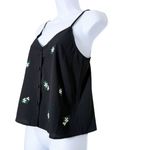 Topshop  Black Daisy Embroidered Button-Front Cami Tank Top size‎ 4 Photo 3