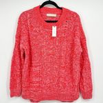 Anthropologie  Pilcro Jasmine Pullover Sweater Red Pink Marled Crew Neck NEW XS Photo 0