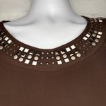 Essential Top Shirt Sleeve 2XL Beaded Brown Size XXL Photo 4