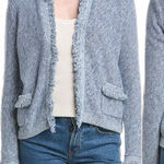 J. McLaughlin  Women’s Simone Sweater Cardigan Knit Frayed Preppy In Blue M Photo 0