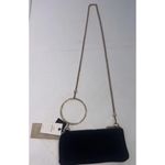 ZARA  Black Leather Minimalist Old Money Gold Chain Clutch Crossbody Wristlet New Photo 7