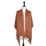 Women’s Bundle 3 Oblong Scarfs Solid Neutral Color Fringe Tan Orange Brown Tan Photo 2