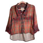 Vintage Havana  Red Faded Plaid Button Down Shirt Photo 0