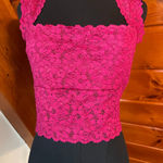 Free People  Intimately Pink Lace Bralette Crop Top NWOT sz L Photo 0