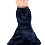 Sherri Hill Pink, Navy Empire Waist Strapless Mermaid Full Length Formal Gown 0 Photo 0