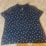Croft & Barrow Womens Classic Polo Shirt Navy Blue Pineapple Print Size 1X Photo 0
