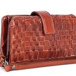 Valenca Holland Brown Woven Distressed Leather Wallet Credit Card ID Holder Photo 0