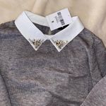 BNWT Jeweled Collar Sweater Gray Photo 1