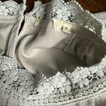None NWOT Elegant Gray Dress with Lace Trim L Photo 2