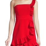 Likely Red Vivianna Asymmetrical Ruffle Single Strap Romper Photo 0