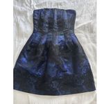 H&M NWT Strapless Dress Blue Black Celestial Wedding Guest Formal Bubble Pockets Photo 0