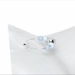Rebecca Minkoff  Threaded Beaded Hoop Earrings Ball Hoops‎ Silver Blue Statement Photo 1