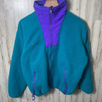 Columbia Vintage 90s Fleece Teal Purple Bomber Full Zip Jacket Womens Large Photo 0