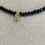 Black Onyx Beaded Letter "S" Necklace with Gold Plated Sterling Silver Photo 1