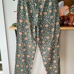 Natura Green Peach Floral Boho Print Cotton Pajama Pants Size Medium Photo 1