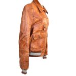 Vintage Casablanca Patchwork Zig Zag Stitch Leather Bomber Jacket Brown Size 42 Photo 4