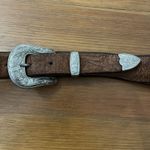 3D Belt Brown Leather Western Brown Womens Size 34 Silver Buckle Adjustable 1123 Photo 3