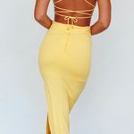 Selfie Leslie Dream Crush Lace Up Midi Dress Lemon Large NWT Photo 2