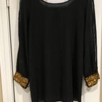 New Glory Black sheer blouse with Gold Sequins & Split Sleeves L Photo 6