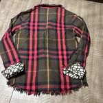 Tizzie cape cod fringe plaid tunic in red, olive green and black w/contrast cuff Photo 6