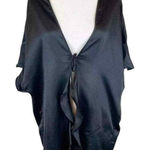 Victoria's Secret  Kimono‎ Womens One Size Black Silky Tie Front NEW Photo 0