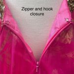 Mac Duggal Cassandra Stone Prom Dress Gown Hot Pink Gold Beaded Metallic Formal Photo 12