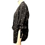 Chico's  Black Polka Dot Cardigan Lightweight Open Front Blouse Roll Tab Sleeves Photo 1