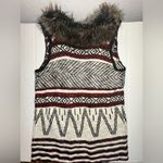 Maurice's Knit Vest Faux Fur Trim Womens Geometric Aztec 70’s Vibe Size Medium Photo 9