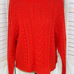 Aerie Cable Knit Crewneck Crop Sweater Red Small Photo 0