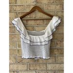 Likely NWT  Athena Smocked Ruffle Top Blue White S Bloomingdale’s Revolve Cropped Photo 7
