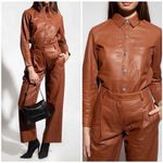 Rag and Bone  Jack Leather Button‎ Down Shirt Blouse Shacket Cognac Sz S NWT $795 Photo 2