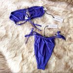 We Wore What Ruched Bandeau Bikini Sapphire Blue XS NWT Photo 11