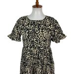 Boohoo Animal Print Ruffle Sleeve Tiered Mini Dress Casual Party 4 Photo 1