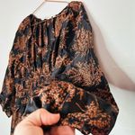 Rebecca Taylor  Women's Black Brown Arden Fern Print Silk Midi Dress Size Medium Photo 4