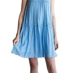 Ruffled Tiered Midi Dress Blue Heyson Size Small Women's V Photo 1
