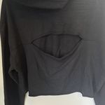 PINK - Victoria's Secret Victoria's Secret PINK Black Cropped Hoodie Open Back Logo with Flowers - Medium Photo 5