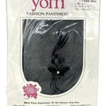 Vintage Yoffi Black Nylon Stockings Pantyhose Butterfly Whimsigoth Photo 0